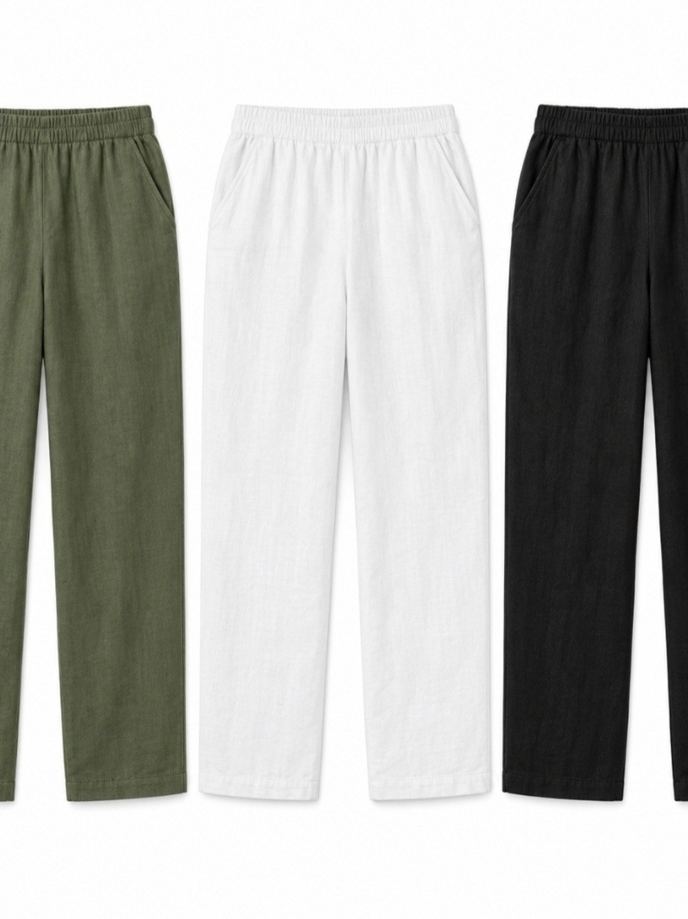 3 Old Navy High-Waisted Linen Pants Size S Olive White Black